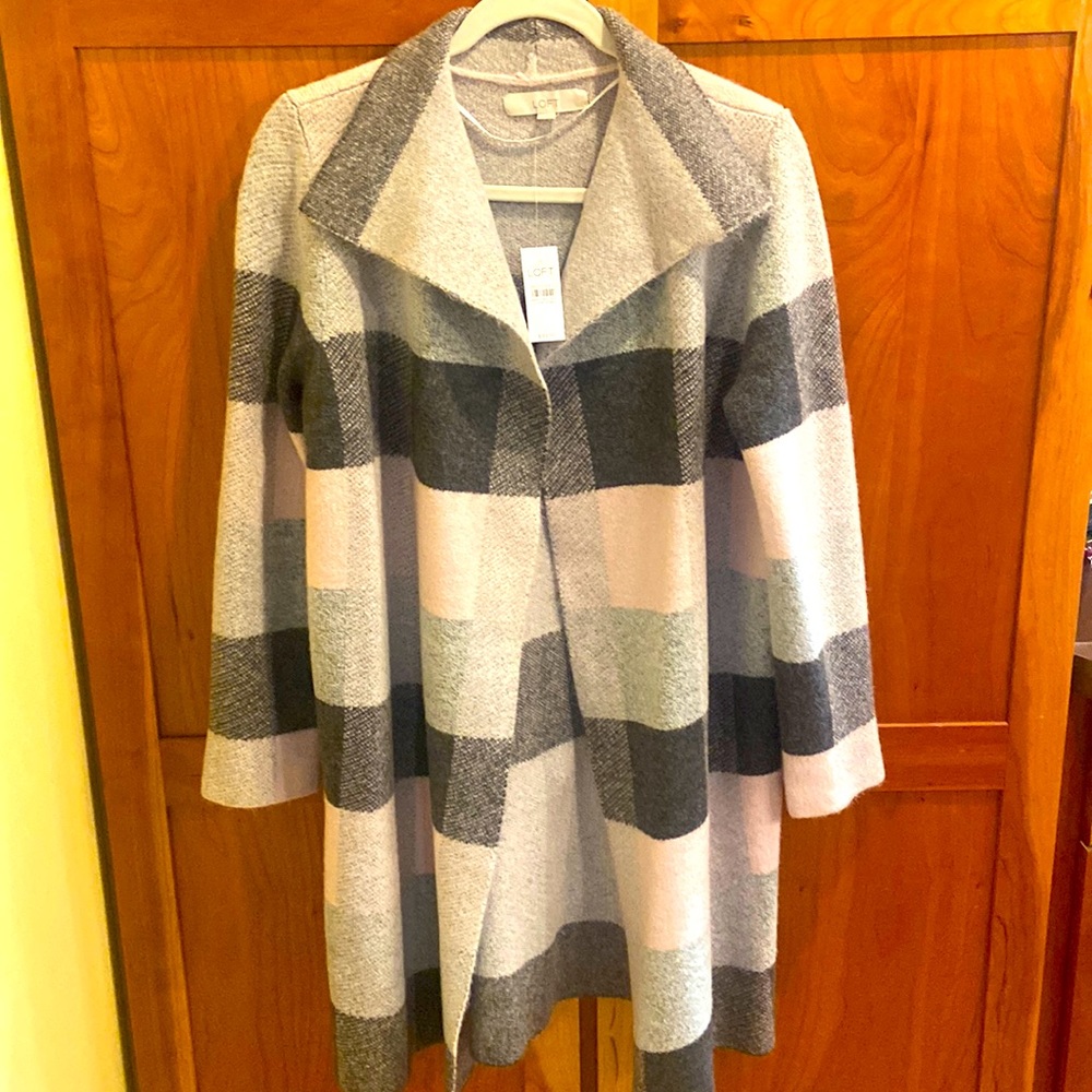 Loft plaid open cardigan - NWT - size Large